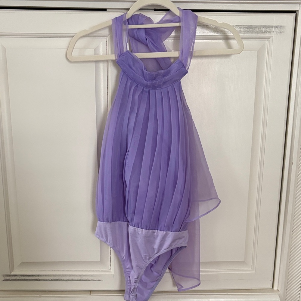 TCEC Purple Pleated Bodysuit